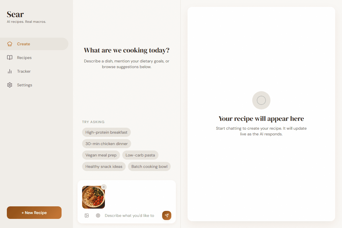 Uploaded food photo in the chat interface